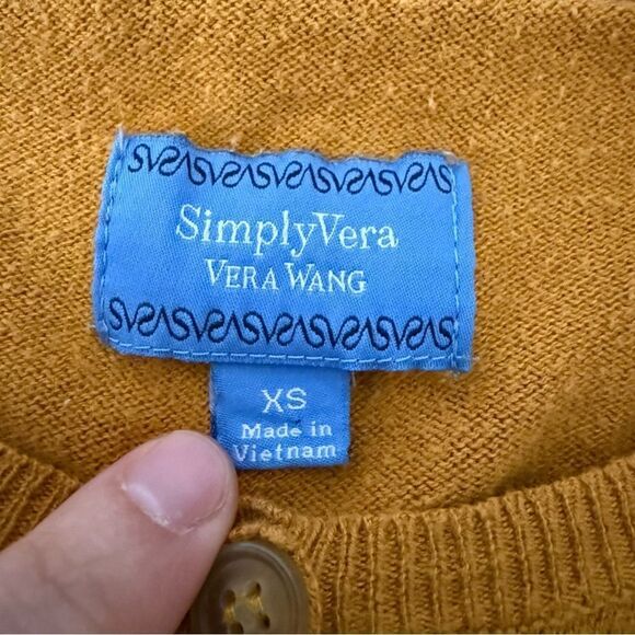 Simply Vera Vera Wang Cardigan Womens Sz XS Mustard Button Front Casual Colorful - Picture 7 of 11